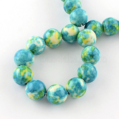 Dyed Natural Ocean White Jade Round Bead Strands&nbsp;G-R295-8mm-05