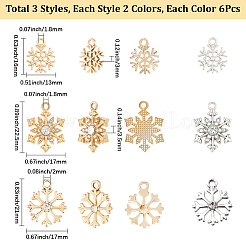 36Pcs 3 Styles Alloy Rhinestone Pendants&nbsp;FIND-SC0020-03