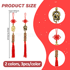 6Pcs 2 Colors Alloy Snake & Coin Pendant Decorations&nbsp;HJEW-DC0001-21