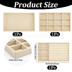 3Pcs 3 Styles Rectangle Wood Covered with Velvet Jewelry Trinket Display Trays&nbsp;AJEW-SP0004-64B-02