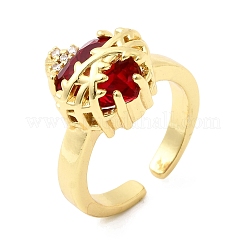 Brass Micro Pave Cubic Zirconia Open Cuff Rings&nbsp;RJEW-P178-02B-G