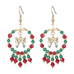 Christmas Themed Handmade Glass Seed Beads Dangle Earrings&nbsp;EJEW-MZ00488-01