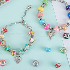 120Pcs 9 Styles Resin European Rondelle Beads&nbsp;RPDL-SP0001-05