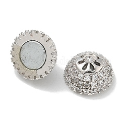 Rack Plating Round Brass Micro Pave Clear Cubic Zirconia Magnetic Clasps&nbsp;KK-L224-068P