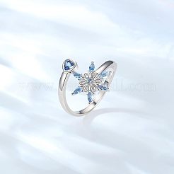 Alloy Rhinestone Snowflake Cuff Open Rings for Women&nbsp;WGB7CFA-01