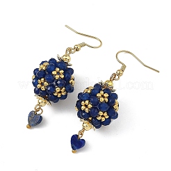 Glass & Dyed Natural Malaysia Jade & Lapis Lazuli Dangle Earrings&nbsp;EJEW-MZ00814-03