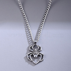 Halloween Skull Spider Stainless Steel Pendant Twisted Chain Necklaces&nbsp;WGFDFDE-01
