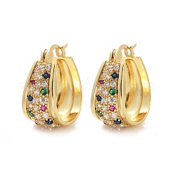 Brass Micro Pave Cubic Zirconia Hoop Earrings&nbsp;EJEW-F895-23B-G