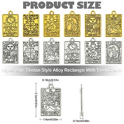 18Pcs 6 Styles Zinc Tibetan Style Alloy Pendants&nbsp;FIND-YW0004-70A