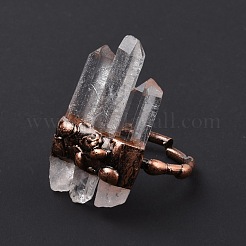 Triple Natural Quartz Crystal Irregular Bullet Open Cuff Ring&nbsp;G-I330-16R