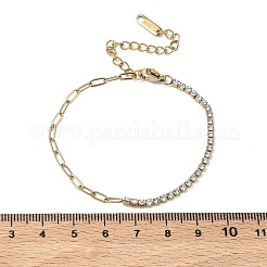 304 Stainless Steel Paperclip Chain & Rhinestone Cup Chains  Bracelets for Women&nbsp;BJEW-D456-06G-01