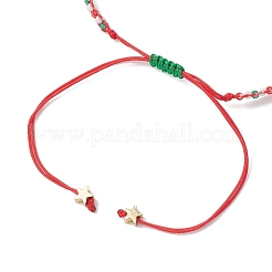 Christmas 6mm Round Dyed Natural TaiWan Jade & Natural Carnelian & Glass Seed Beads Braided Bead Bracelets&nbsp;BJEW-MZ00070-03