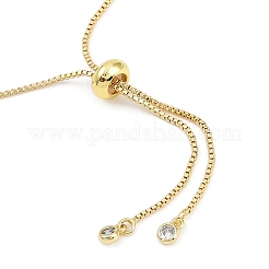 Adjustable Brass Heart Pendant Ball Chain Slider Necklaces for Women&nbsp;LS-NJEW-U015-02G