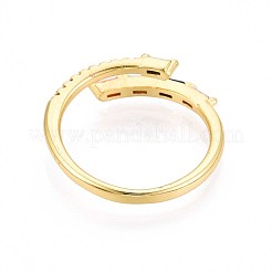Brass Micro Pave Cubic Zirconia Cuff Rings for Women&nbsp;KK-T071-79G