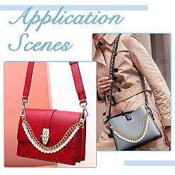 Aluminum & White Plastic Imitation Pearl Double Layer Decorative Purse Chains&nbsp;FIND-WH00670-127B