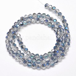 Faceted(32 Facets) Round Half Rainbow Plated Electroplate Glass Beads Strands&nbsp;X-EGLA-J130-HR13