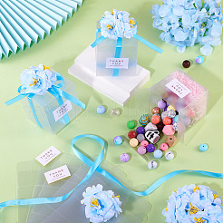 Clear PVC Candy Gift Packaging Boxes with Ribbon & Artificial Flower&nbsp;CON-TAC0001-20B