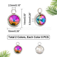 16Pcs 2 Color Glass Charms&nbsp;GLAA-DC0001-02