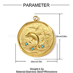304 Stainless Steel Rhinestone Pendants&nbsp;STAS-OY010-23G