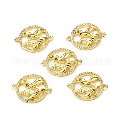 Brass Micro Pave Clear Cubic Zirconia Connector Charms&nbsp;KK-E068-VB294