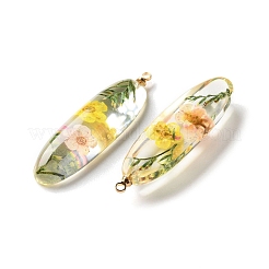 Inner Dried Flower Transparent Resin Pendants&nbsp;X-RESI-A043-01B
