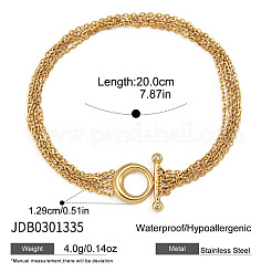 304 Stainless Steel Pave Clear Cubic Zirconia Multi-strand Cable Chain Bracelets with OT Clasps for Women&nbsp;WG78484-01