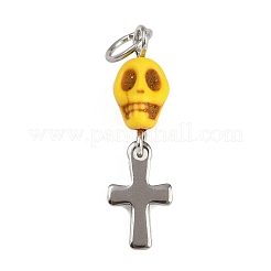 Halloween Dyed Synthetic Turquoise Skull Pendants&nbsp;PALLOY-JF04215
