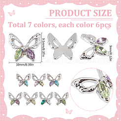 42Pcs 7 Colors Alloy Glass Cabochons&nbsp;MRMJ-SC0001-18