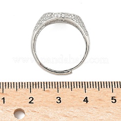 Brass Micro Pave Cubic Zirconia Cuff Rings for Women&nbsp;RJEW-A069-13P-03