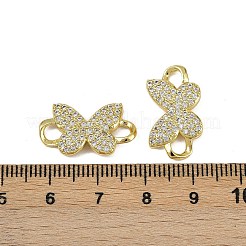 Brass Micro Pave Clear Cubic Zirconia Butterfly Links&nbsp;KK-I358-032G