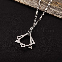 304 Stainless Steel Triangle & Rhombus Pendant Necklace with Box Chains&nbsp;JN1045C