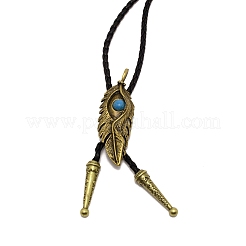 Feather with Evil Eye Laria Necklace for Men Women&nbsp;NJEW-WH0011-14AB