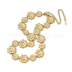 304 Stainless Steel Micro Pave Cubic Zirconia Flower Pendant Necklaces for Women&nbsp;NJEW-F367-01C-G