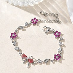 Brass Micro Pave Cubic Zirconia Link Chain Bracelets for Women&nbsp;BJEW-C156-04E-03P