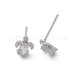 Brass & Clear Cubic Zirconia & Glass Stud Earrings&nbsp;EJEW-Q014-15P