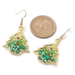 Christmas Tree Alloy & Glass Dangle Earring&nbsp;EJEW-TA00448