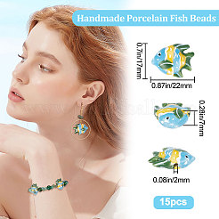 15Pcs Handmade Porcelain Beads&nbsp;PORC-BBC0001-01C