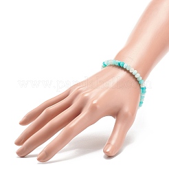 Natural Amazonite Rondelle Beaded Stretch Bracelets for Women&nbsp;BJEW-JB08956-03
