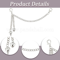2Pcs Alloy Curb Chain & Heart Boot Strap Chains&nbsp;FIND-CP0003-35