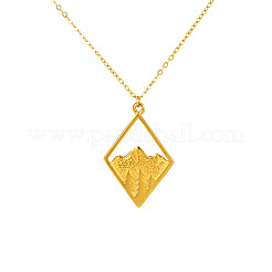 304 Stainless Steel Hollow Rhombus with Mountain Pendant Necklaces for Women&nbsp;WGEEDFA-01