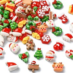 90Pcs 18 Styles Christmas Theme Mini Opaque Resin Decoden Cabochons&nbsp;CRES-CJ0001-71