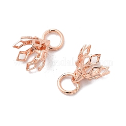 Flower Rack Plating Brass Filigree Bead Cap Bails&nbsp;KK-L102-27RG