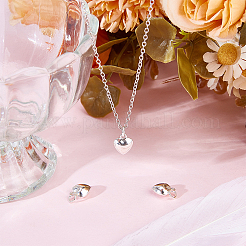 3Pcs 925 Sterling Silver Puffed Heart Charms with Jump Rings&nbsp;STER-BBC0008-09