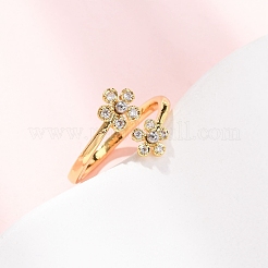 Brass Micro Pave Cubic Zirconia Cuff Open Rings for Women&nbsp;RJEW-C168-02G