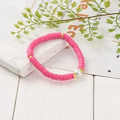 Handmade Polymer Clay Heishi Beads Stretch Bracelets&nbsp;BJEW-JB05759