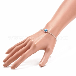 Enamel Evil Eye Link Bracelet with 304 Stainless Steel Rolo Chains for Women&nbsp;BJEW-JB08156