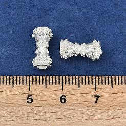Brass Micro Pave Clear Cubic Zirconia Screw Clasps&nbsp;KK-H202-02B-S