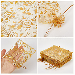 100Pcs Rose Printed Organza Bags&nbsp;OP-SP0001-06B