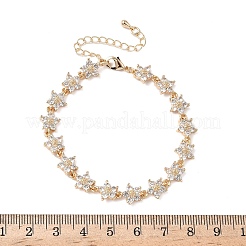 Cubic Zirconia Flower Link Bracelets&nbsp;BJEW-L711-03G-08