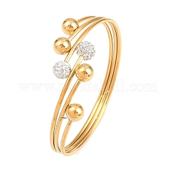 304 Stainless Steel & Rhinestone Cuff Bangles&nbsp;BJEW-E113-01G
